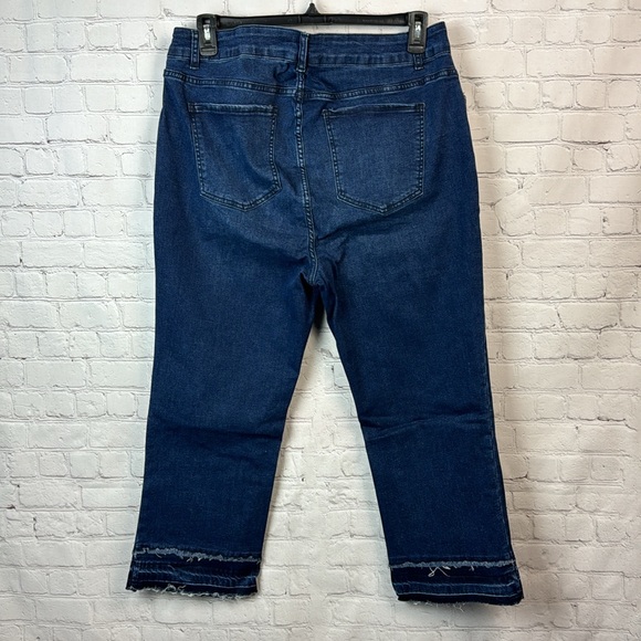 BloomChic Bootcut Stretchy High Rise Dark Wash Fringe Detail Jeans Plus Size 18 - Picture 5 of 5